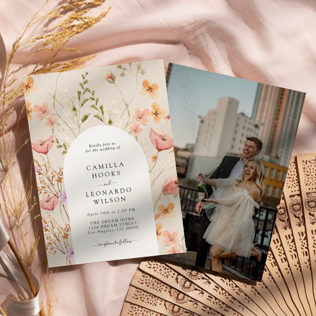 Wildflower Rustic Wildflower Wedding Photo  Invitation (Creator Uploaded)
