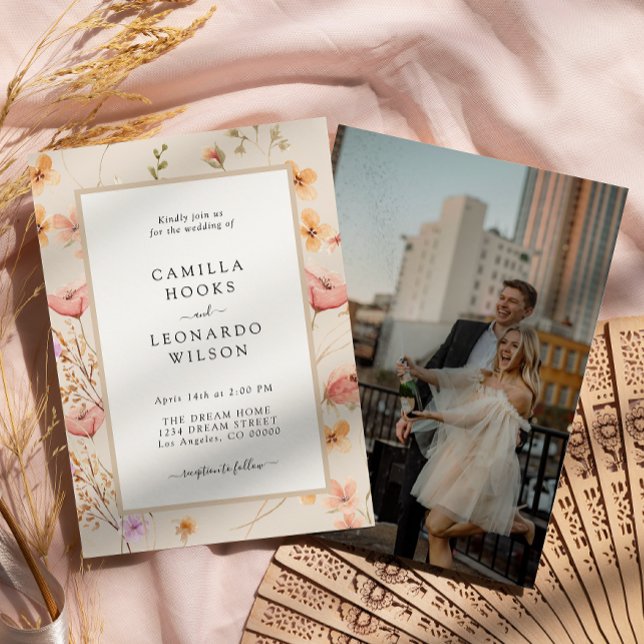Wildflower Rustic Wildflower Wedding Photo  Invitation (Creator Uploaded)