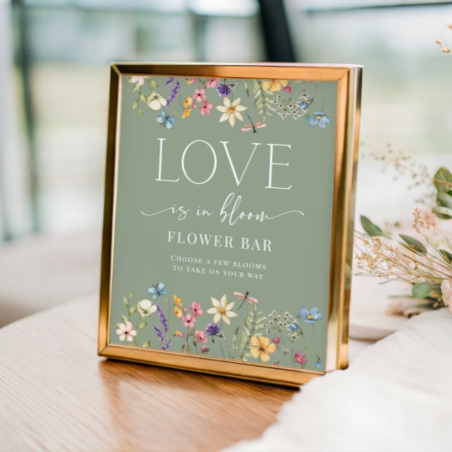 Wildflower Sage Bridal Shower Flower Bar Sign (Creator Uploaded)
