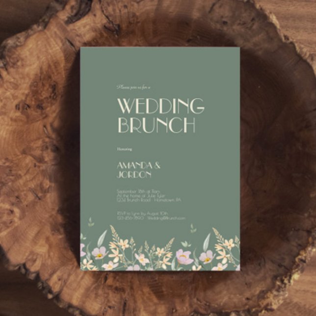 Wildflower Sage Deco Wedding Brunch Invitation (Creator Uploaded)