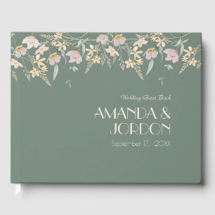 Wildflower Sage Deco Wedding Guest Book