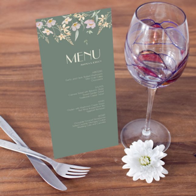 Wildflower Sage Deco Wedding Menu (Creator Uploaded)