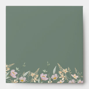 Wildflower Sage Deco Wedding Square Envelope