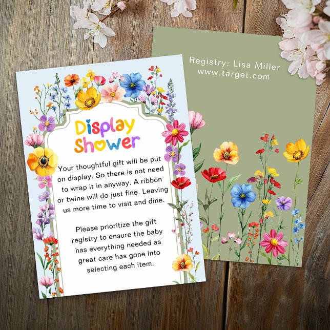 Wildflower Sage Green Baby in Bloom Diaper Raffle  Enclosure Card (Display Shower Card)