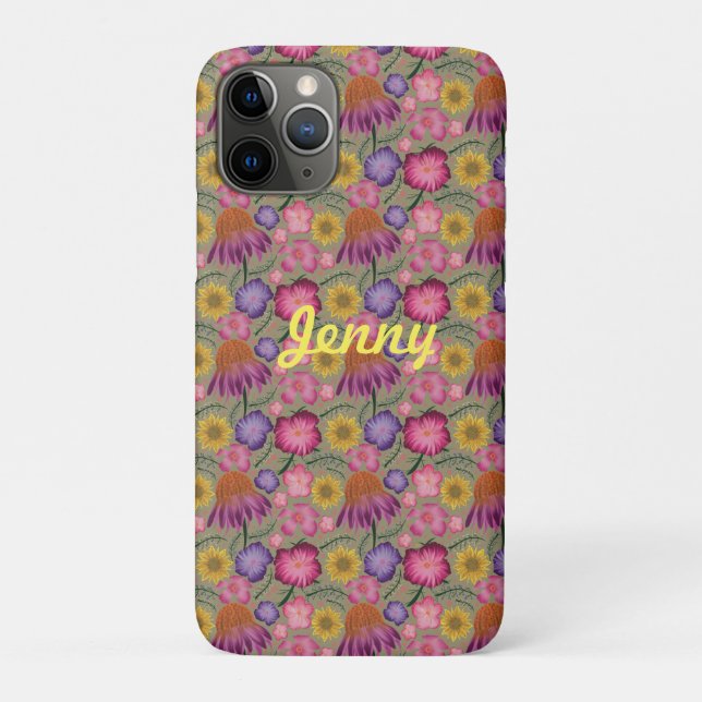 Wildflower Sage Green Floral Personalised  Case-Mate iPhone Case (Back)