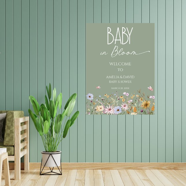 Wildflower Sage Green Greenery Welcome Sign (Creator Uploaded)