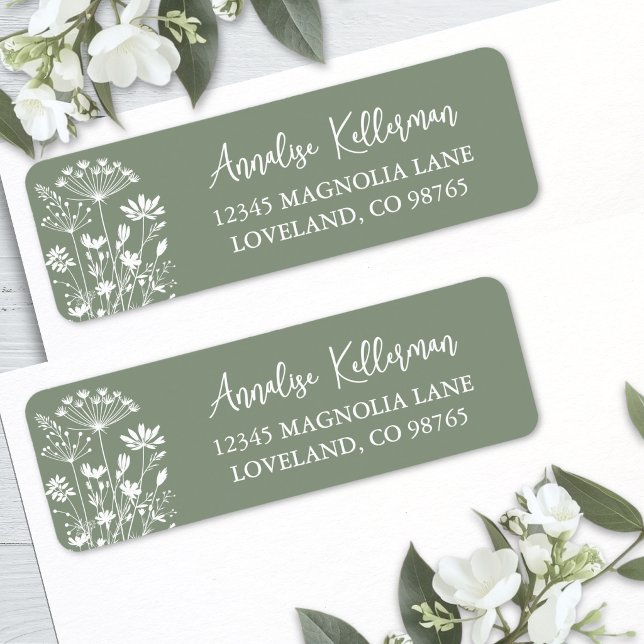 Wildflower Sage Green Return Address (Wildflower Sage Green Return Address Label )