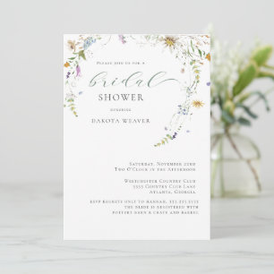  Wildflower Sage Green Simple Floral Bridal Shower Invitation