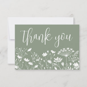 Wildflower Sage Green Thank You Card