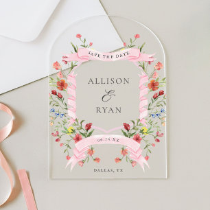 Wildflower Save The Date Arch Acrylic Invitations