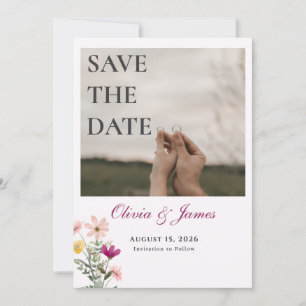 Wildflower Save the Date Pink Floral Photo