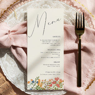 Wildflower Script Modern Wedding Menu