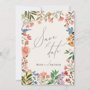 Wildflower Script Save The Date Invitation