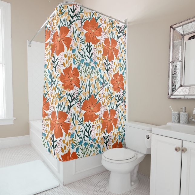 Wildflower Seamless Pattern  Shower Curtain (In Situ)