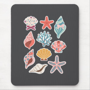 Wildflower Seashell Clam Summer Vibes Floral Beach Mouse Mat