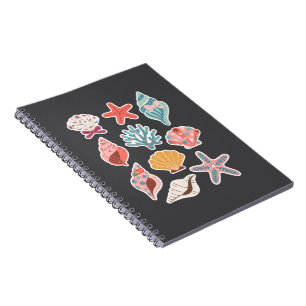 Wildflower Seashell Clam Summer Vibes Floral Beach Notebook