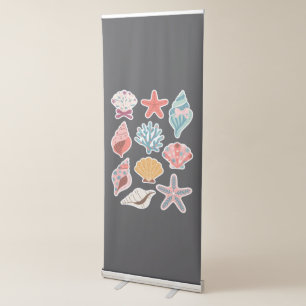 Wildflower Seashell Clam Summer Vibes Floral Beach Retractable Banner