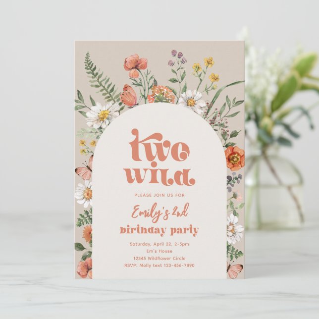 Wildflower Second Birthday Party Invitation (Standing Front)