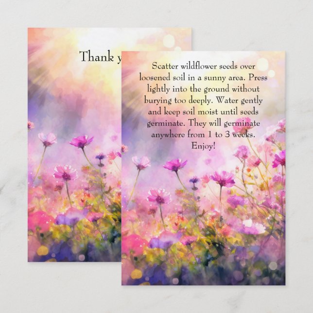 Wildflower Seeds Instruction Card and Envelope (Front/Back)