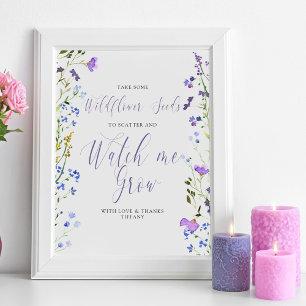 Wildflower Seeds Watch me Grow Baby Shower Favour Poster