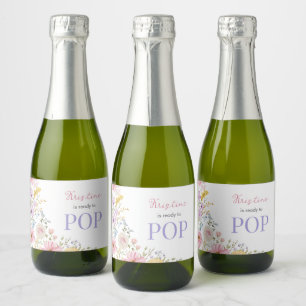 Wildflower She's Ready to Pop Baby Girl Shower Sparkling Wine Label