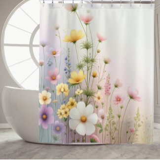 Wildflower Shower Curtain Botanical Bathroom Decor