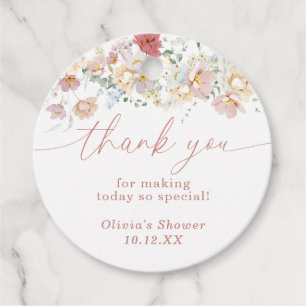 Wildflower Shower Thank You Tags, Circle Favour Ta Tags