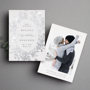 Wildflower Silhouette Wedding Save the Date Photo