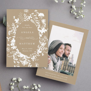 Wildflower Silhouette Wedding Tan Photo Save The Date