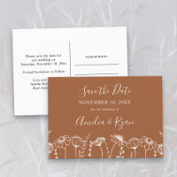 Wildflower Sketch Burnt Orange Save the Date