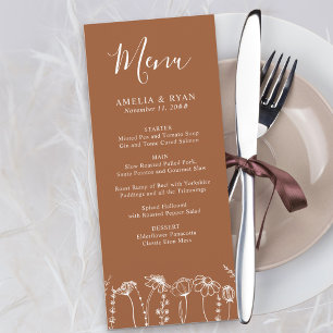 Wildflower Sketch Floral Terracotta Wedding Menu