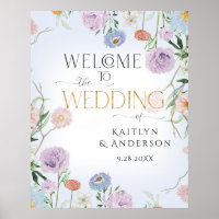 Wildflower Sky Blue Floral Welcome Wedding