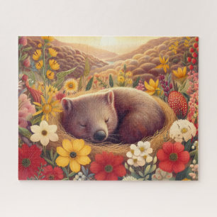 Wildflower Sleeping Wombat Jigsaw Puzzle