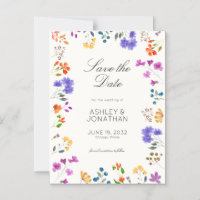 Wildflower Soft White Wedding Save the Date Magnet