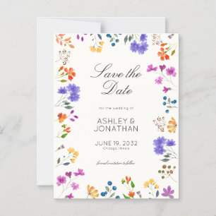 Wildflower Soft White Wedding Save the Date Magnet