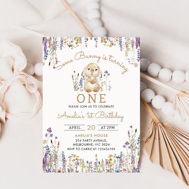 Wildflower Some Bunny Girl Birthday Invitation (Creator Uploaded)
