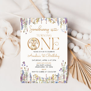 Wildflower Some Bunny Is Turning One 1st Birthday Invitation
