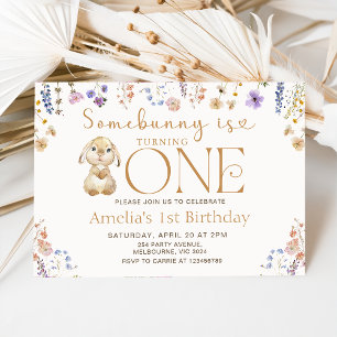 Wildflower Some Bunny Is Turning One 1st Birthday Invitation