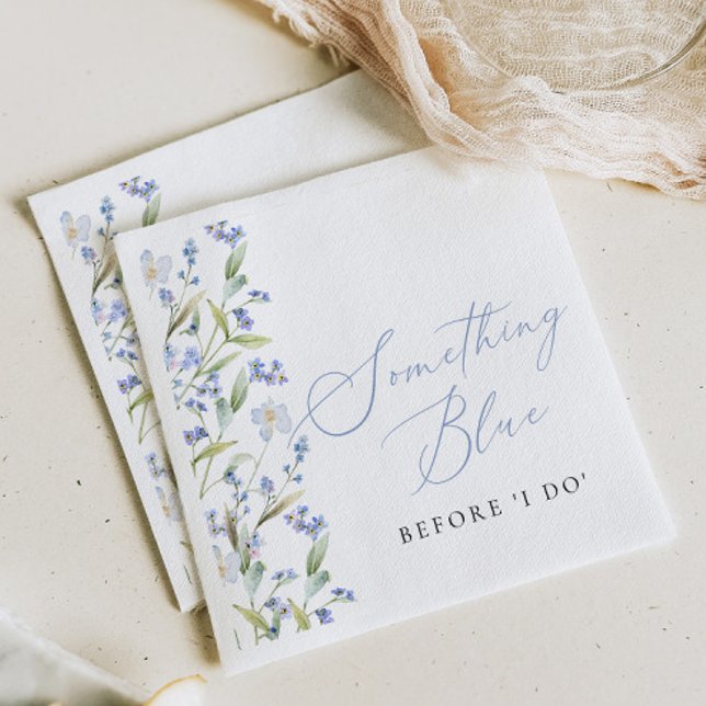 Wildflower Something Blue Bridal Shower Napkin (Creator Uploaded)