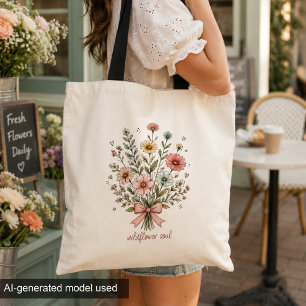 Wildflower Soul Pastel Floral Bouquet Watercolor Tote Bag