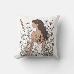 Wildflower Soul – Stay Wild Line Art Cushion