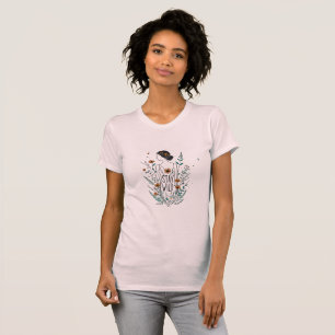 Wildflower Soul – Stay Wild Line Art Floral Silhou T-Shirt