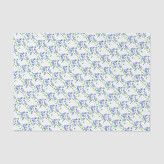 Wildflower speedwell blue green white tissue paper (Front)