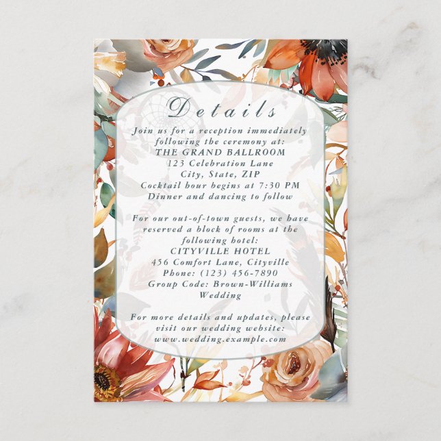 Wildflower Spirit Boho Wedding Enclosure Card (Front)