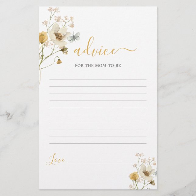 Wildflower Spring Advice for Mum To Be card (Front)