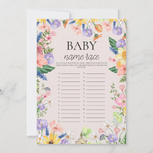 Wildflower Spring Baby Name Race Game Card