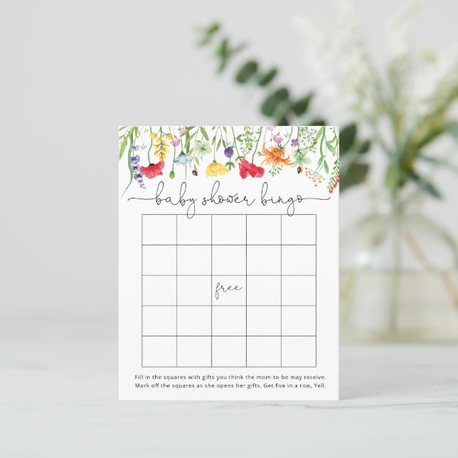 Wildflower Spring Baby Shower Baby Bingo Game (Standing Front)