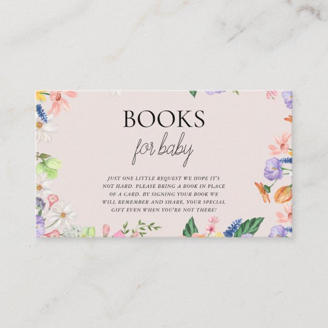 Wildflower Spring Baby shower Books For Baby Enclosure Card (Front)