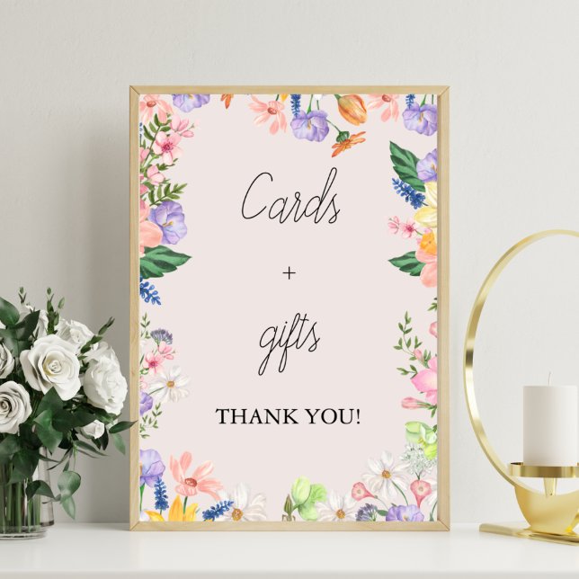Wildflower Spring Baby shower Cards and Gifts Sign (Creator Uploaded)