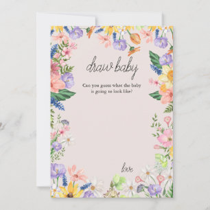 Wildflower Spring Baby Shower Draw Baby Game Card